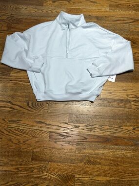 Women’s Pale Blue Oversized Quarter-Zip Pullover Sweater